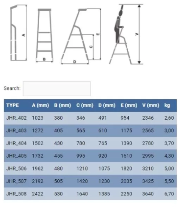 Scara aluminiu A8 cu 8 trepte, sarcina 150kg, JHR 508