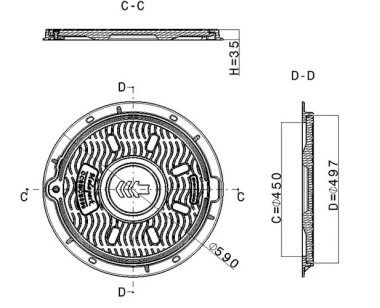 Capac compozit rotund B125 59cm  CCSMCB590