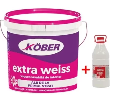 Vopsea lavabila  Extraweiss 15l + Amorsa 3l  Kober