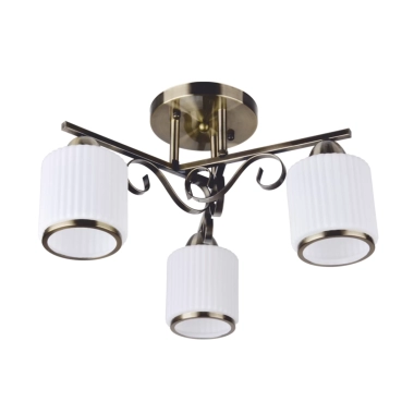 Lustra Klausen TAMUS 3 3XE27 15W LY-3090, interior, culoare bronz antichizat, abajur alb