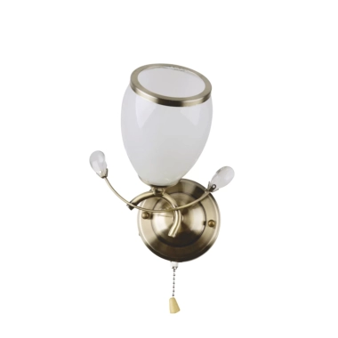 Aplica Klausen DROP AP1 1XE27 15W LY-3052, interior, culoare bronz antichizat, abajur alb, bronz antichizat