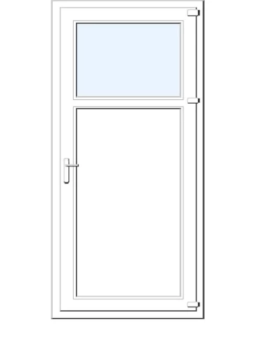 Usa de interior din PVC, cu geam termopan 1/3, alb, 880x1980mm prag aluminiu dreapta