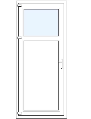 Usa de interior din PVC, cu geam termopan 1/3, alb, 880x1980mm prag aluminiu stanga