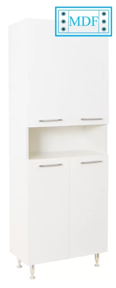 Coloana baie MDF vopsit alb, 60x166x31.6cm, 4 usi, 2 polite, picioare reglabile , 12835