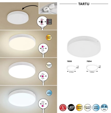 Plafoniera LED Tartu 18W D175mm 1800lm IP44 7893