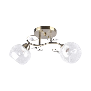 Lustra Klausen CRUSH 2 2XE27 15W LY-3194, interior, culoare bronz antichizat, abajur transparent