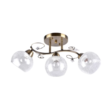 Lustra Klausen CRUSH 3 3XE27 15W LY-3195, interior, culoare bronz antichizat, abajur transparent