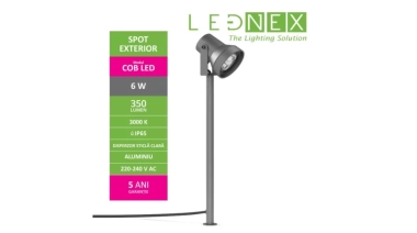 Spot exterior cu Tarus LED 6W IP65 350lm Lednex