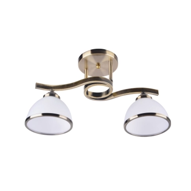 Lustra Klausen DARLA 2 2XE27 15W LY-3308, interior, culoare bronz antichizat, abajur alb, bronz antichizat