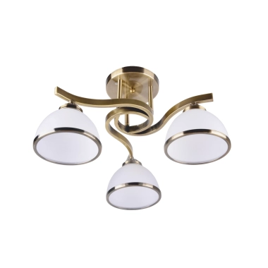 Lustra Klausen DARLA 3 3XE27 15W LY-3309, interior, culoare bronz antichizat, abajur alb, bronz antichizat