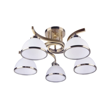 Lustra Klausen DARLA 5 5XE27 15W LY-3310, interior, culoare bronz antichizat, abajur alb, bronz antichizat