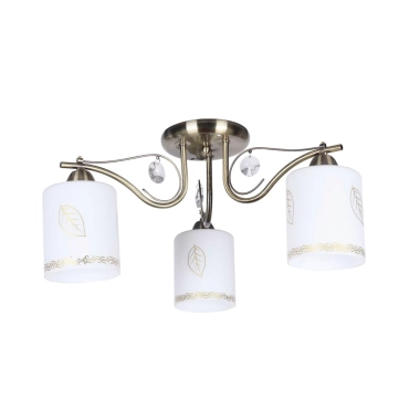 Lustra Klausen NOLINA 3 3XE27 15W LY-3467, interior, culoare bronz, abajur alb, auriu