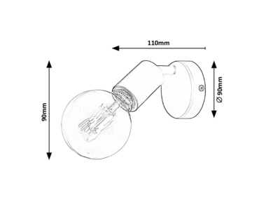 Spot Lamar 1x40W E27 met negru 3986