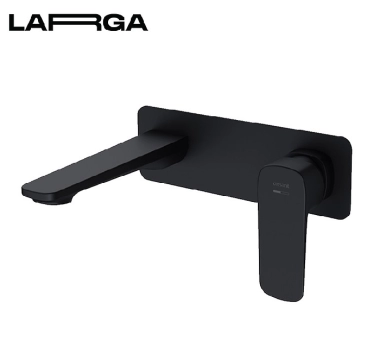 Baterie lavoar incastrata Cersanit Larga, montare pe perete, negru mat, inaltime corp 13cm, lungime pipa 16cm, S951-385