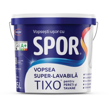 Vopsea super-lavabila SPOR TIXO alba de interior pentru pereti si tavane 25 L