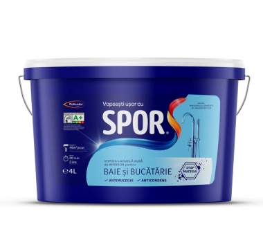 Vopsea lavabila SPOR alba de interior pentru Baie si Bucatarie 4L