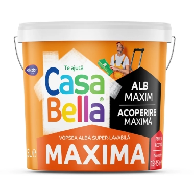 Vopsea super-lavabila CasaBella MAXIMA alba pentru interior 8.5 L