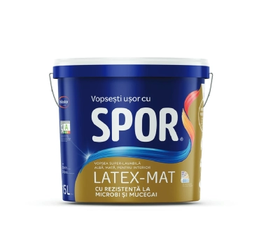 Vopsea super-lavabila SPOR alba mata pentru interior LATEX MAT 15 L