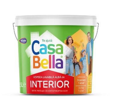 Vopsea lavabila CasaBella alba pentru interior 8.5 L