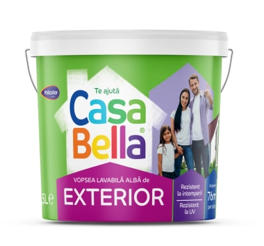 Vopsea lavabila CasaBella alba pentru exterior 8.5L