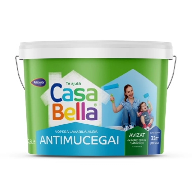 Vopsea lavabila CasaBella alba ANTIMUCEGAI pentru interior 2.5L