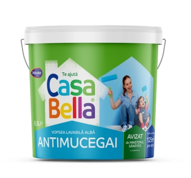 Vopsea lavabila CasaBella alba ANTIMUCEGAI pentru interior 8.5L