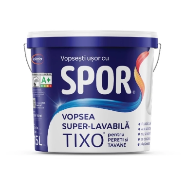 Vopsea super-lavabila SPOR TIXO alba de interior pentru pereti si tavane 8.5L