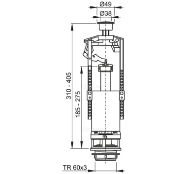 Mecanism WC actionare simpla Alca A2000 3/8