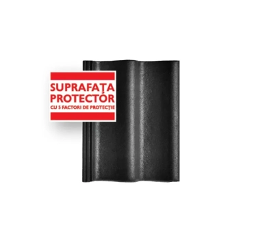 Tigla de beton Bramac Donau 1/1 briliant antracit, suprafata suprafata protector