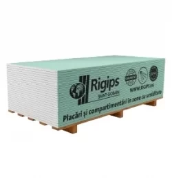 Placa gips carton Rigips verde interior protectie umiditate RBI 12.5x1200x2000mm, 2.4 mp/placa