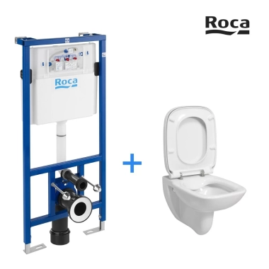 Set Vas WC Suspendat Roca Debba, rezervor incastrat si capac slim soft close A893104750 SHW