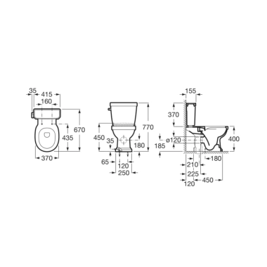 Vas WC Carmen Roca, rimless, evacuare dubla A3420A7000