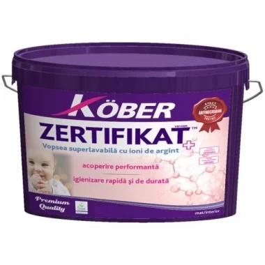 Vopsea superlavabila Zertifikat Plus cu ioni de argint 3l Kober